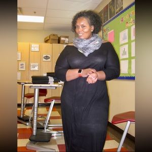 Black maxi boat neck dress